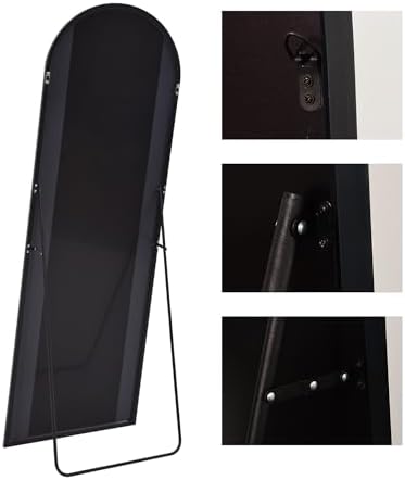KOMCOTE Full Length Floor Mirror, 91x46 Inch Oversized Arched Standing Mirror in Black for Bedroom, Living Room, Dressing Room - Elegant Freestanding Leaning Mirror Decor - Image 5