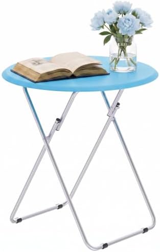 Folding TV Tray Table, Round TV Dinner Trays on Couch, Blue by Fleecy+day