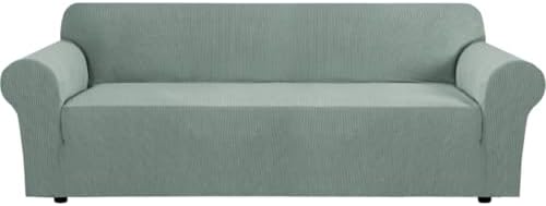 H.VERSAILTEX Stretch Extra Large Sofa Covers Sofa Slipcovers for Living Room Furniture Covers for Pets Feature Thick Checked Jacquard Fabric with Elastic Bottom, Sofa X-Large - Sage by HVERSAILTEX