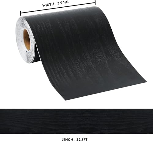 DESOMINOR 32FT Black Border Peel &Stick Black Wood Grain Wallpaper Border Removable Waterproof Bathroom Mirror Frame Sticker (Black, 3.93Inch X 32.8Ft) (Pack of 3) - Image 6