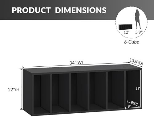 IOTXY DIY Modular Cubby Bookcase - Stackable 6-Cube Open Bookshelf, Black - Image 3