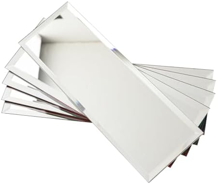 Peel and Stick Mirror Tiles, 4x12 Inch Silver Beveled Mirror Subway Tiles for Kitchen Backsplash Bathroom Wall 15 Pcs by Soulscrafts