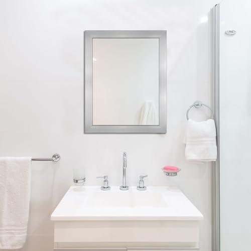 Rectangular Wall Mirror 20x16 Inch Bathroom Mirror for Over Sink, Nickel - Image 3