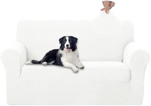 U-NICE HOME Loveseat Cover Stretch Couch Cover Sofa Slipcover, Ivory White by U-NICEHOME
