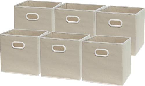 Simple Houseware 11-Inch Foldable Cube Storage Bins with Handles, Beige by SimpleHouseware