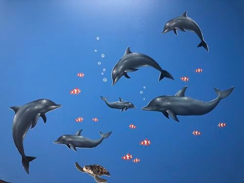 Dolphin Family Ocean Wall Decals, Fish, Undersea Decor Stickers for Kids Room Underwater Sea Wall Stickers, Boys Girls Toddler Baby Nursery Bedroom, Playroom, Bathroom (Dolphin Family) - Image 2