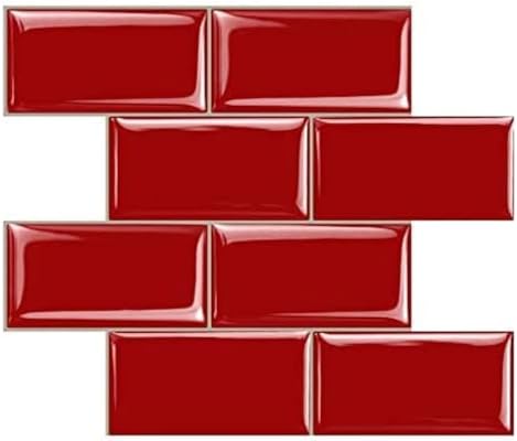 STICKGOO Peel and Stick Subway Tile, Stick on Tiles Backsplash for Kitchen & Bathroom in Red (Pack of 10, Thicker Design) by STICKGOO