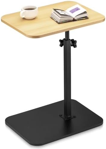 ZEAPTAC C-Shaped Side Table, 360° Swivel Height Adjustable, Lightweight Portable TV Tray Snack End Table for Couch Sofa Bed Small Spaces-Oak by ZEAPTAC