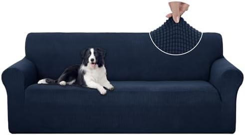 U-NICE HOME Stretch Couch Cover Slipcover for 3 Cushion Sofa, Navy by U-NICEHOME