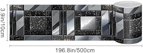 IVN Wallpaper Border Peel and Stick Wall Black and Silver Mosaic 4x196 Inch - Image 3