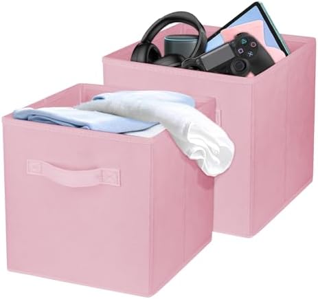 2Pcs Storage Cubes,10.5 Inch Collapsible Storage Bins,Fabric Foldable Bins by Zuihug