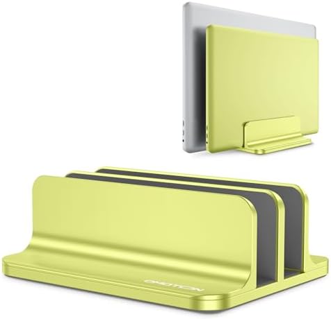 OMOTON Dual Vertical Desk Laptop Stand Holder, Fits MacBook Air/Pro, Citron by OMOTON