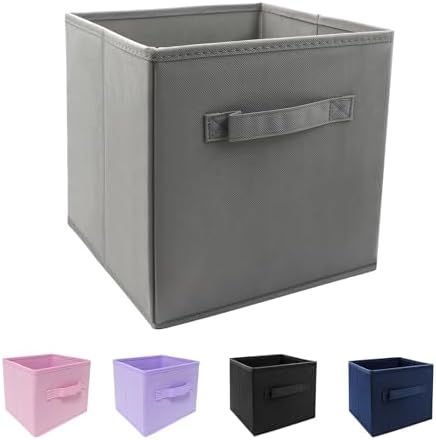 EBIGIC Mini Size 1-Pack Cube Storage Bins 9.0"x7.5"x7.5" Fabirc Foldable Closet Toy Organizer Collapsible Cloth Gray by EBIGIC