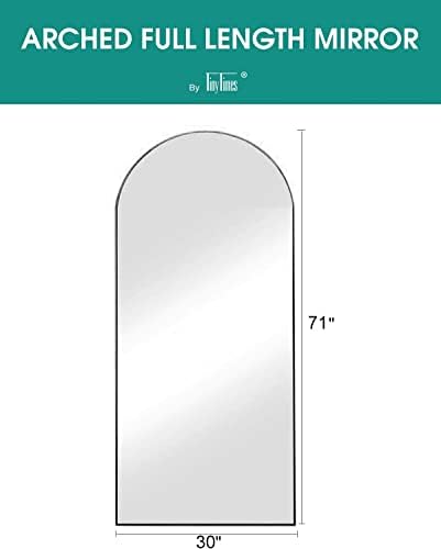 Full Length Mirror, 71''x30'' Floor Mirror with Stand, Arched Wall Mounted Mirror, Large Full Body Mirror with Aluminum Frame Hanging or Leaning for Bedroom, Living Room, Cloakroom (Black) - Image 4