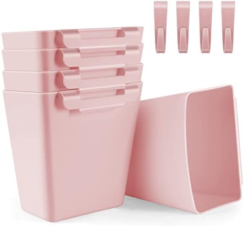 5 Pack Hanging Cup Holders, Multipurpose Rolling Cart Accessories Utility Cart Accessories For Art Craft Supplies, Space Saving Hanging Storage Basket Pencil Holder Makeup Organizers (Pink) by LEZIOA