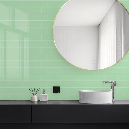 STICKGOO 10-Sheet Backsplash Peel and Stick Subway Tile, Self Adhesive Vinyl Wall Tiles, Stick on Backsplash for Kitchen and Bathroom(Thicker Design, Light Sage) - Image 3