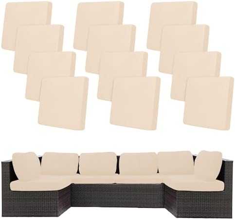 12 Pcs Outdoor Cushion Covers, Patio Sofa Cushion Covers Replacement by BIETYONE