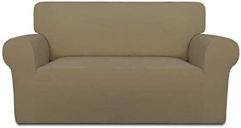 PureFit Stretch Loveseat Covers Fleece Couch Covers for Sofa Tan by PureFit