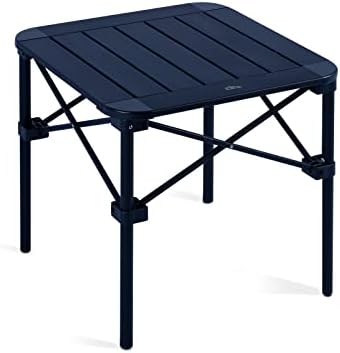 iClimb Lightweight Stable Alu. Folding Square Table Roll Up Top with Carry Bag for Camping Picnic Backyards BBQ Camp Kitchen (Black, S) by iClimb