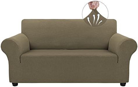 Asnomy Stretch Couch Covers Washable,loveseat Covers Slipcovers,Khaki by Asnomy