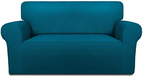PureFit Stretch Loveseat Covers Fleece Couch Covers for Sofa Peacock Blue by PureFit