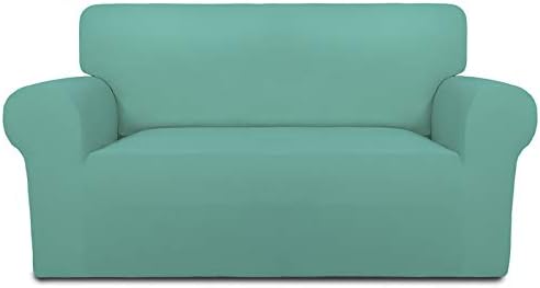 PureFit Stretch Loveseat Covers Fleece Couch Covers for Sofa Cyan by PureFit