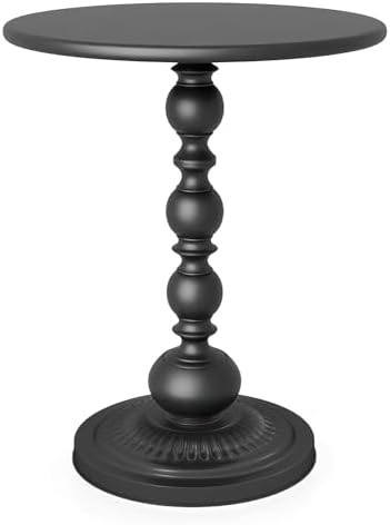 Metal Small End Table,Round Side Table for Living Room,Black,13.8" Lx20.5”H by Funecy