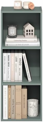 Furinno LUDER Book Shelf, 3-Cube Bookshelf, Bookcase with Open Shelves, 9.3 x 12 x 31.5, Easy Assembly, for Living Room, Bedroom, Home Office, Sage Green - Image 5