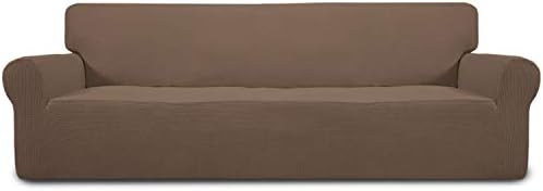 Easy-Going Stretch 4 Seater Oversized Sofa Couch Cover Brown by Easy-Going