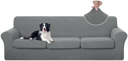 U-NICE HOME 4 Pieces Oversized Stretch Couch Cover Slipcover, Grey by U-NICEHOME