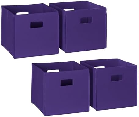 RiverRidge Folding Storage Bins - 4-pack of 10in Tall Dark Purple Cubes by RiverRidgeHome
