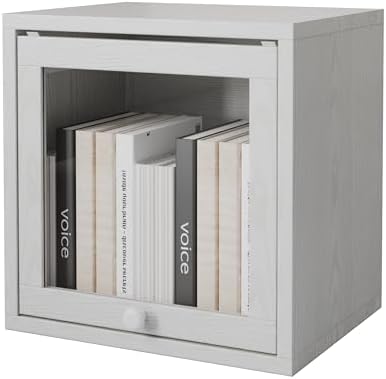 FUSUNBAO Magic DIY Cube Storage Organizer Stackable Cubes for Home Books Clothes Toy-Modular Cubby Storage System-Office Cubical-Bookcase Closet(Pure White-Washed, Glass Door Cube) by FUSUNBAO