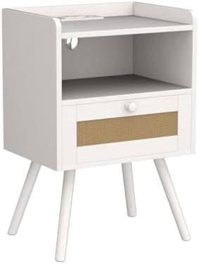 SUPERJARE Nightstands with Charging Station, Bedside Table Set of 2, White - Image 4