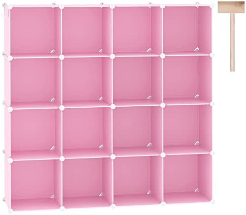 C&AHOME 16 Cube Storage Organizer Cube Shelves Units Storage Cubes, Pink by CAHOME