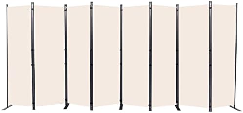 Room Divider, 8 Panel Folding Privacy Screens with Wider Feet, Beige by CHOSENM
