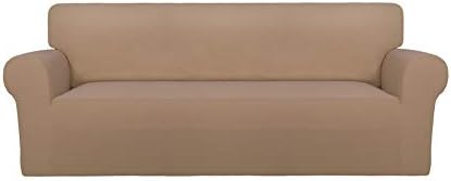 PureFit Stretch Oversized Couch Covers Fleece Sofa Slipcovers Camel by PureFit