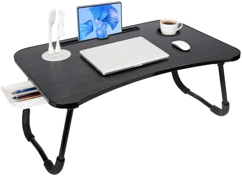 Laptop Bed Desk, Lap Desk, Laptop Table with USB Charge Port, Desktop Card, Cup Holder, Foldable Bed Tray Table for Couch Sofa Chair Floor Eating Working by CSYY
