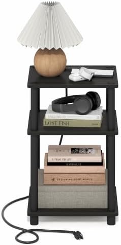 Furinno Just 3-Tier Night Stand with Charging Station, Black Espresso - Image 5