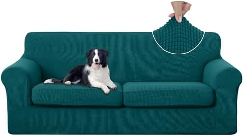 U-NICE HOME 3 Pieces Stretch Couch Cover Sofa Slipcover, Blue by U-NICEHOME