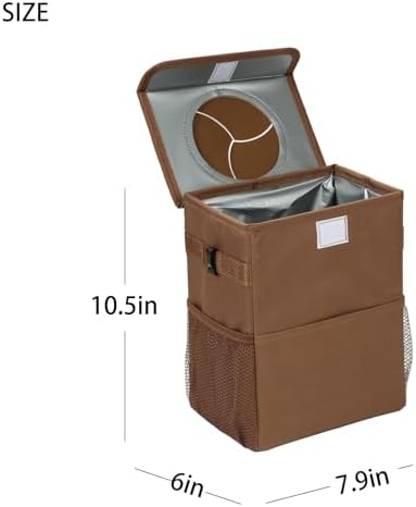 AOKJOY Car Garbage can with lid Leak Proof Vehicle Trash Can 3 Storage Pockets Hanging Waterproof car Trash Bag for SUV Brown - Image 2