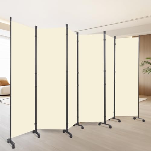 88" W 4 Panel Room Divider, Portable Privacy Screen W/Wheels Freestanding by YASRKML