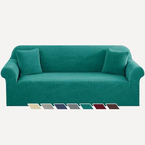 YEMYHOM Couch Cover Latest Jacquard Design High Stretch Extra Large Sofa Covers Pet Dog Cat Proof Oversized Slipcover Non Slip Magic Elastic Furniture Protector (X-Large, Begonia Leaf Blackish Green) by YEMYHOM
