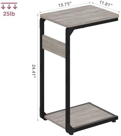 Wood Pedestal Small Sofa Side Table for Couch, C Shaped End Table ET-YB-GY1 - Image 2