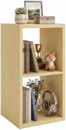 WannabeMyself【2026 Wooden Thick Frame】 2 Cube Storage Organizer with Anti-Tipping Kits, Reversible Open Back Book Shelf,Bookcase for Living Room,Bedroom,Entrance Hall,Office,11.6×24.7×13.1,Oak Color by WannabeMyself