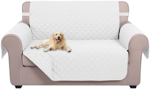 U-NICE HOME Loveseat Sofa Cover for 2 Cushion Couch, White by U-NICEHOME