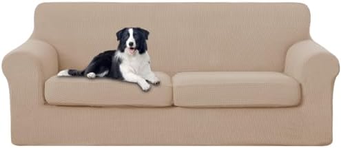 U-NICE HOME 3 Pieces Stretch Couch Cover Sofa Slipcover, Camel by U-NICEHOME