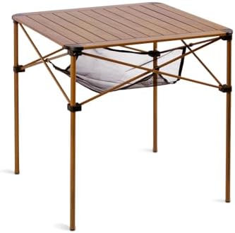 iClimb Lightweight Stable Alu. Folding Square Table Roll Up Top (Nature, L) by iClimb