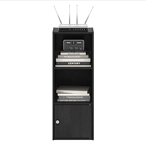 Furinno LUDER Book Shelf, 3-Tier Modern Bookshelf, Bookcase with 1 Door Storage Cabinet, 9.3 x 12 x 31.5, for Organization and Storage, for Living Room, Bedroom, Home Office, Blackwood - Image 6