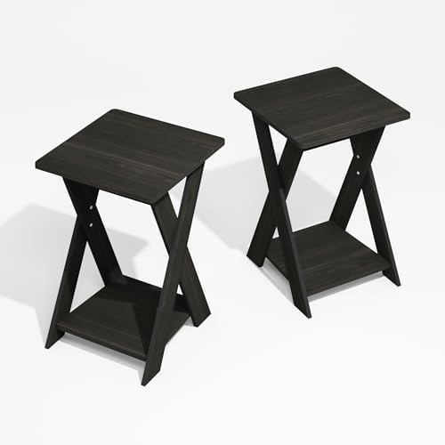 Furinno Modern Simplistic Set of 2 X-Legs Side Table, Black Espresso - Image 5