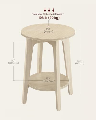 VASAGLE Round Side Table with Lower Shelf, End Table for Small Spaces - Image 3